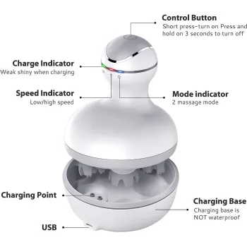 New Electric Cordless Hair Scalp Massager Handheld Portable Head Scratcher Massager for Hair Growth, Deep Clean and Stress Relax