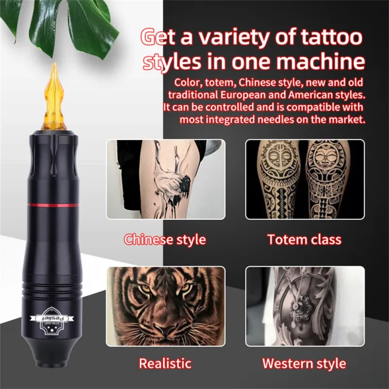 New Wireless Tattoo Pen Machine Kits Rotary Tattoo Gun 1500mAh Battery Power Supply LED Digital Display with Mix Tattoo Needles