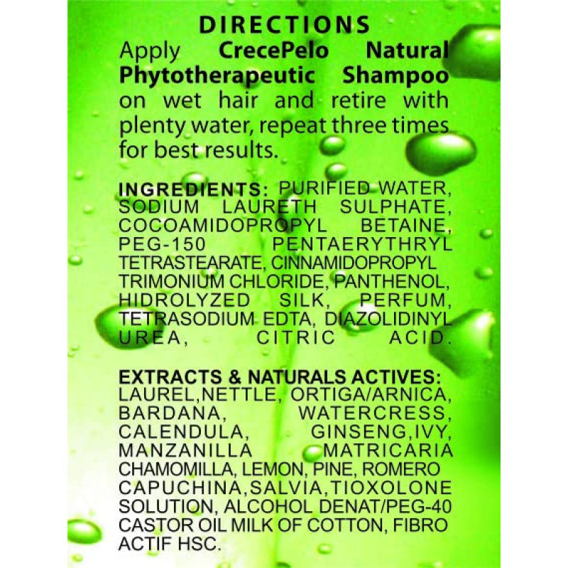 Crece Pelo 3 in 1 Combo Set Shampoo Fitoterapeutico, Rinse Fitoterapeutico, Tratamiento Fitoterapeutico