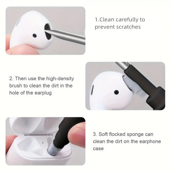 Earbuds Cleaning Pen, 3in 1 Multifunction Cleaner Kit with Soft Brush for Wireless Earphones Headphones Charging Box Accessories, Computer, Keyboard,